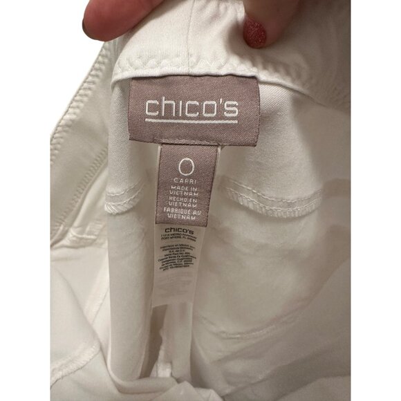 Chicos Women's Capri Pants Size 0 White Stretch Cotton Blend Slim Fit Casual - Picture 5 of 5